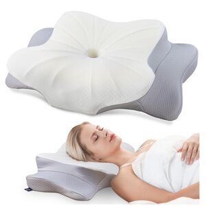 Ergonomic Contour Memory Foam Cervical Pillow with Cover-Queen Size